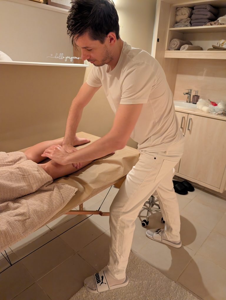 Tibor Baracskai is giving a massage in the former treatment room